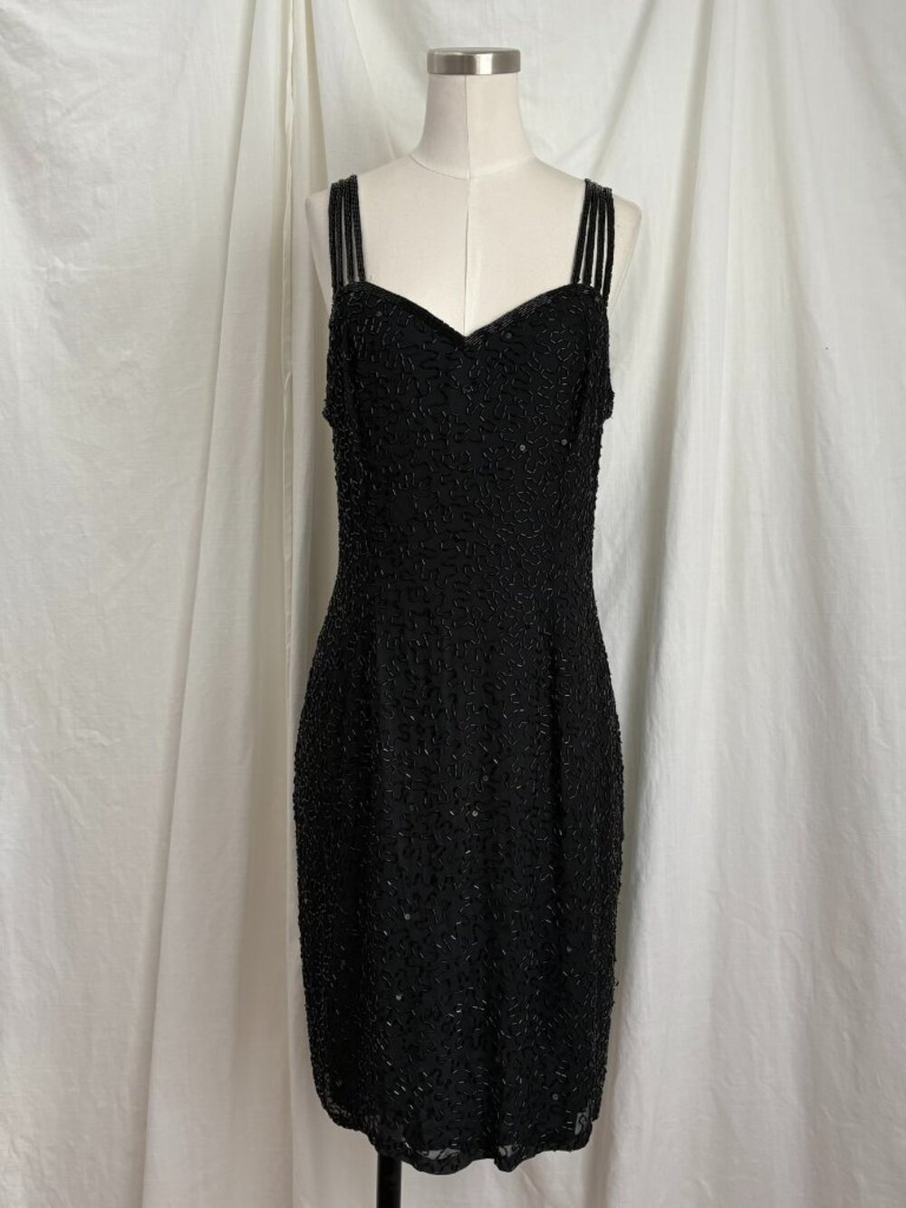 Vintage Beaded Silk Dress Size 12